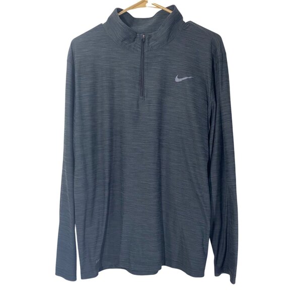 Nike Mens Sweatshirt Large Dri-Fit Gray 1/4 Zip Long Sleeve Pullover Activewear - Picture 1 of 6
